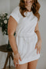 Mixed Material Knit/Poplin Dress - White