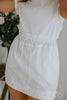 Mixed Material Knit/Poplin Dress - White