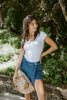 Denim Skort With Pleats - Blue