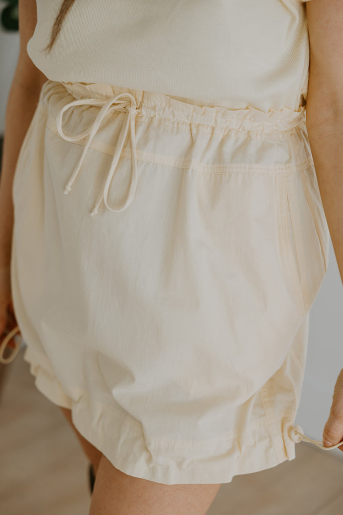 Mixed Material Knit/Poplin Dress - Yellow