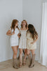 Mixed Material Knit/Poplin Dress - White