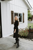 Button Up Belted Dress - Black