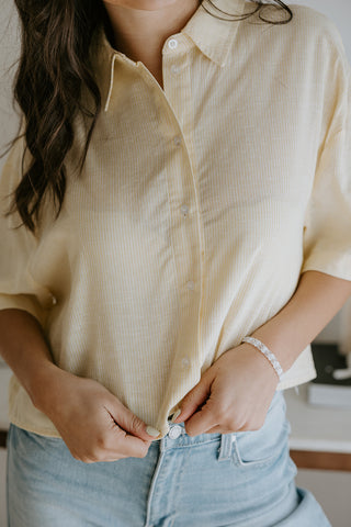 Striped Chambray Button Up - Olive