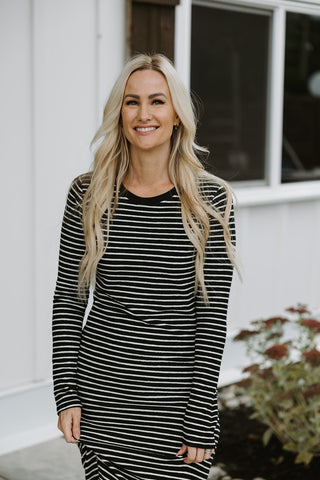 Striped Tie Dress - Blue