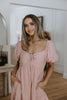 Front Ruched Balloon Sleeve Midi - Pink