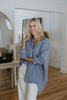 Striped Lightweight Oversized Button Up - Navy/White
