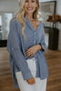Striped Lightweight Oversized Button Up - Navy/White