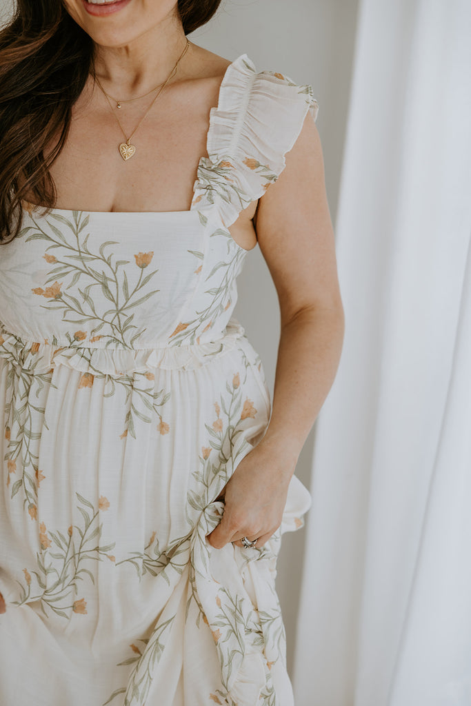 Ruffle Strap Midi Dress - Sunshine