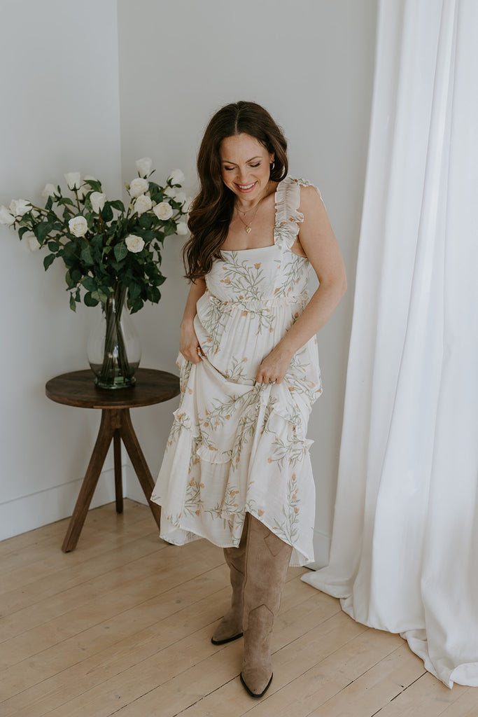 Ruffle Strap Midi Dress - Sunshine