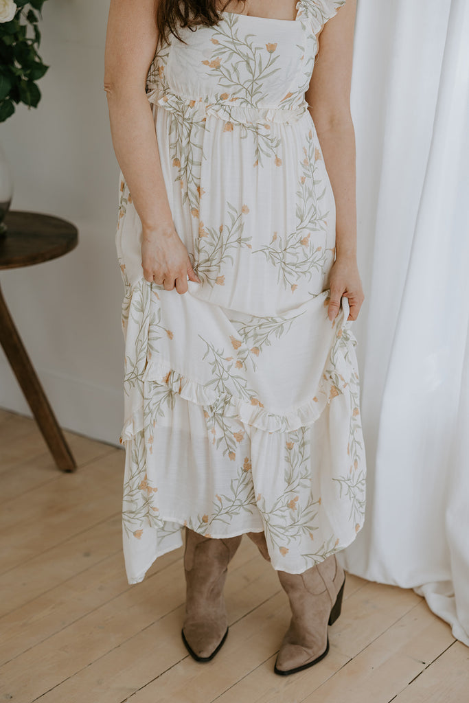 Ruffle Strap Midi Dress - Sunshine
