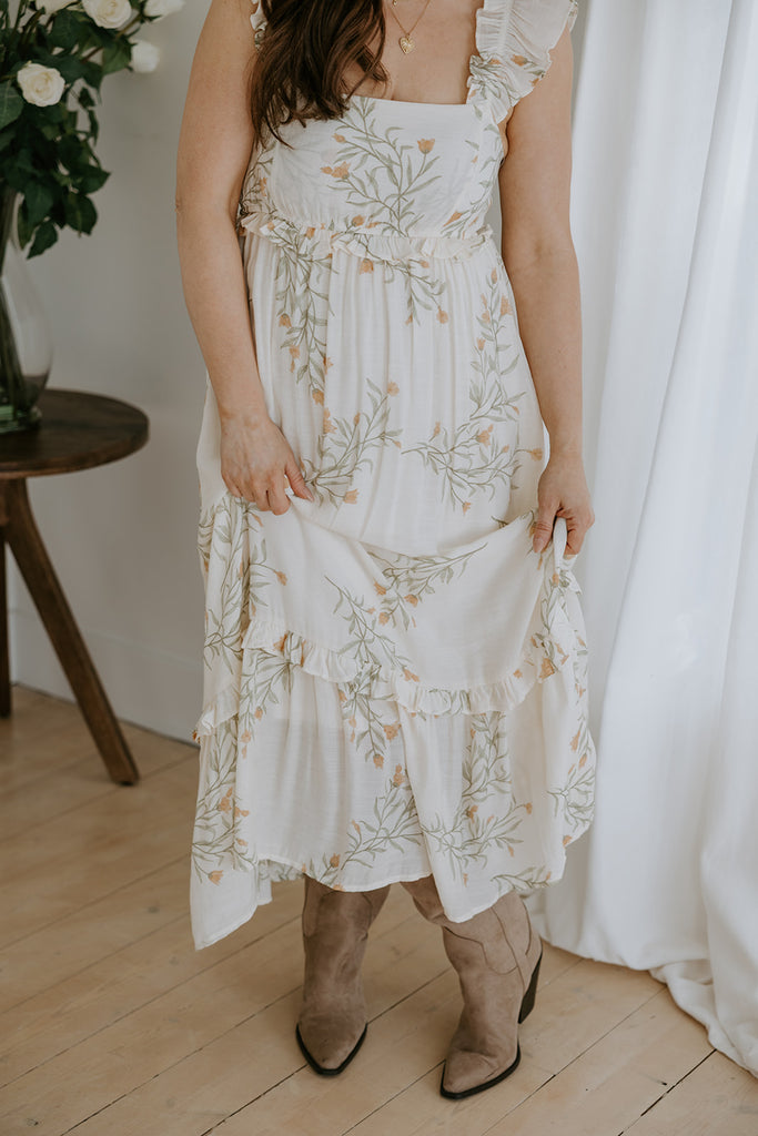 Ruffle Strap Midi Dress - Sunshine