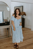 Front Ruched Balloon Sleeve Midi - Blue