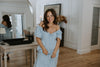 Front Ruched Balloon Sleeve Midi - Blue