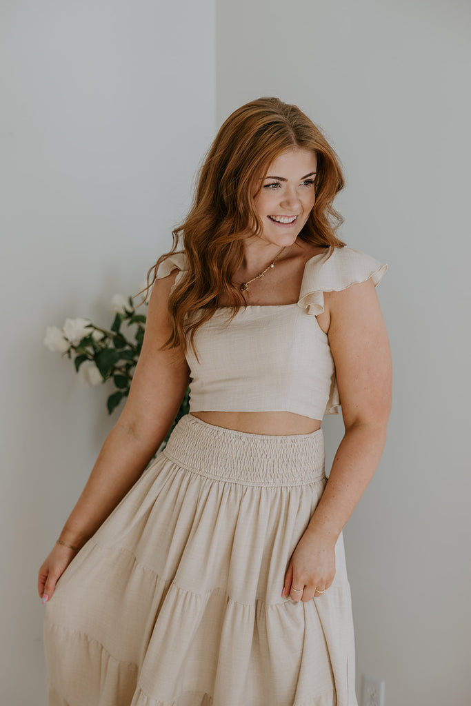 Ruffle Top & Skirt Set - Oat
