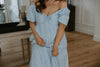 Front Ruched Balloon Sleeve Midi - Blue