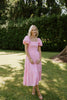 Puff Sleeve Eyelet Smocked Dress - Pink