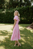 Puff Sleeve Eyelet Smocked Dress - Pink