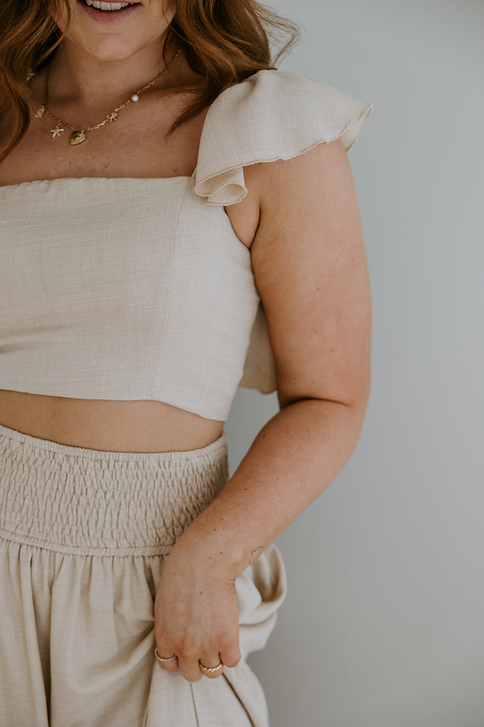 Ruffle Top & Skirt Set - Oat