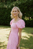 Puff Sleeve Eyelet Smocked Dress - Pink
