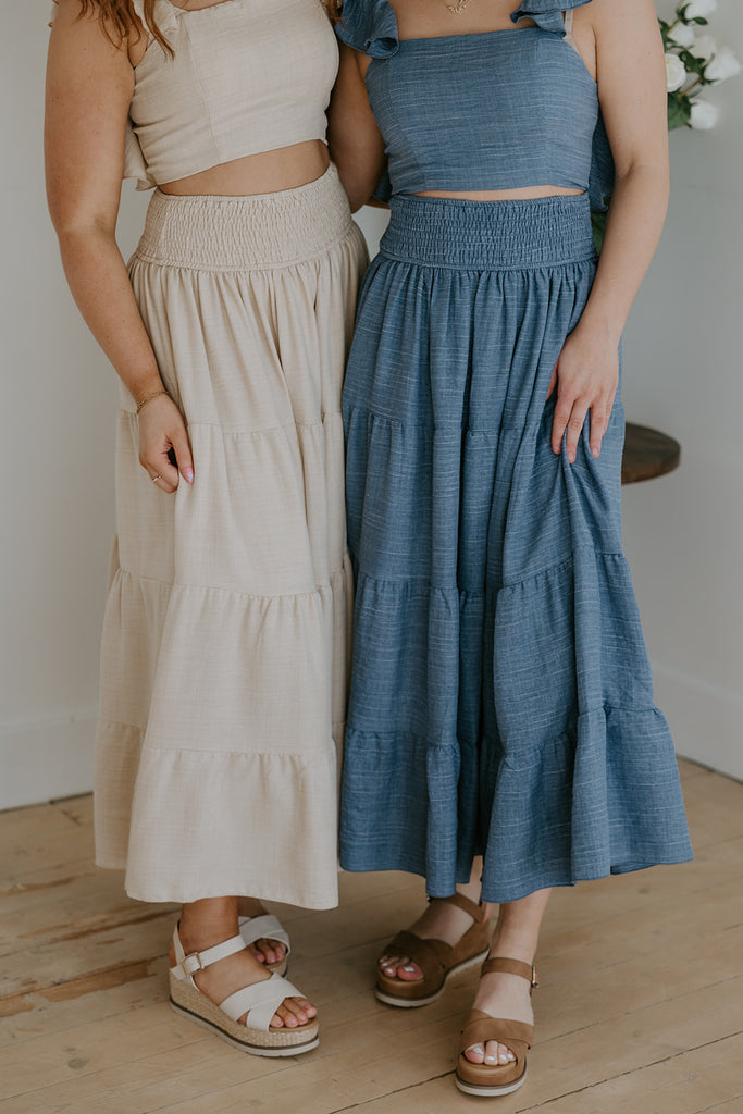 Ruffle Top & Skirt Set - Oat