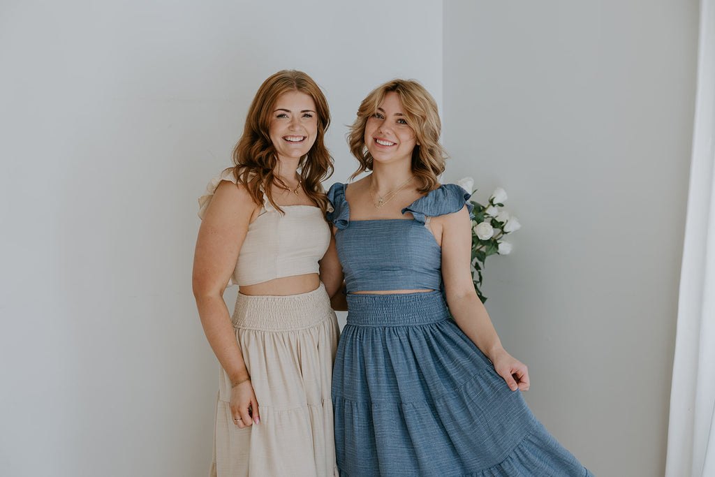 Ruffle Top & Skirt Set - Blue