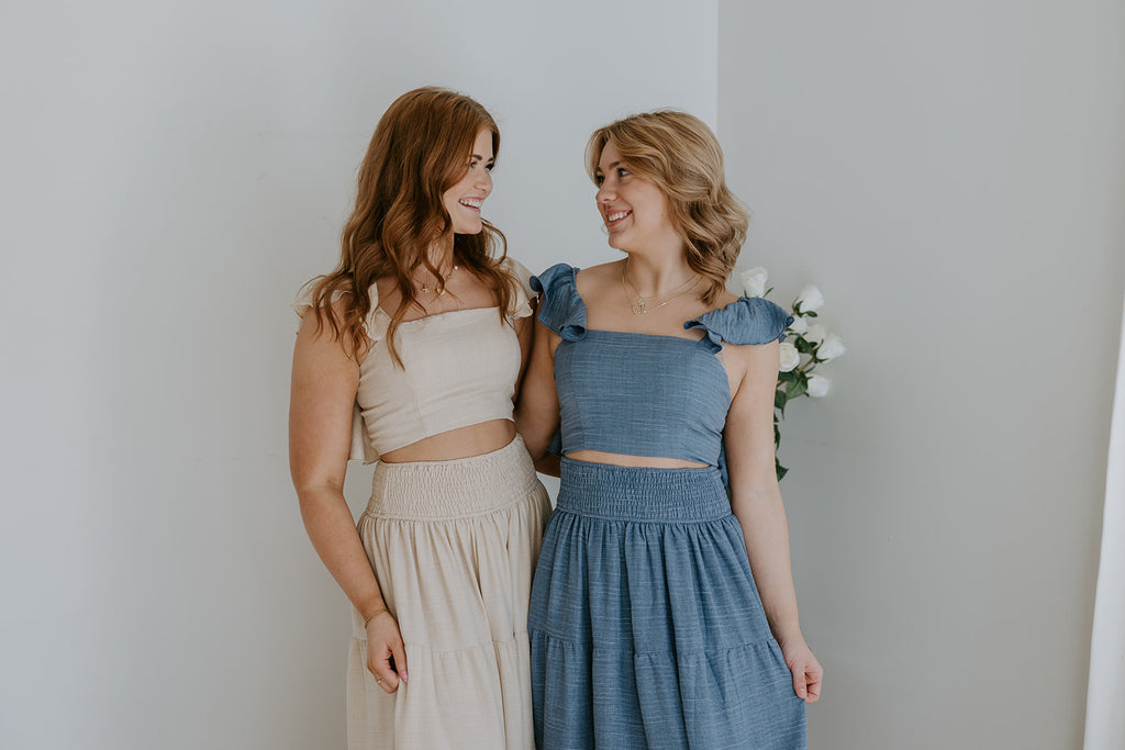 Ruffle Top & Skirt Set - Blue