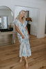 Cap Sleeve Floral Dress - Blue