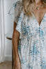 Cap Sleeve Floral Dress - Blue