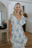 Cap Sleeve Floral Dress - Blue