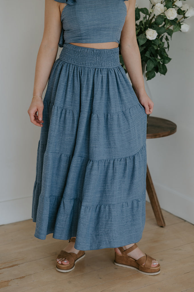 Ruffle Top & Skirt Set - Blue