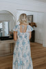 Cap Sleeve Floral Dress - Blue