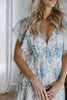Cap Sleeve Floral Dress - Blue