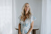 Cap Sleeve Floral Dress - Blue