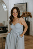 Striped Belted Midi Dress - Blue