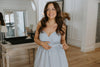 Striped Belted Midi Dress - Blue