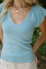 VNeck Knit Sweater - Sky