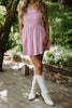 Strapless Mixed Material Dress - Pink