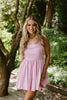 Strapless Mixed Material Dress - Pink