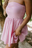 Strapless Mixed Material Dress - Pink