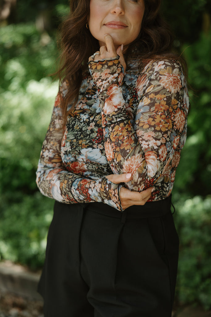 Fall Floral Sheer Shirt