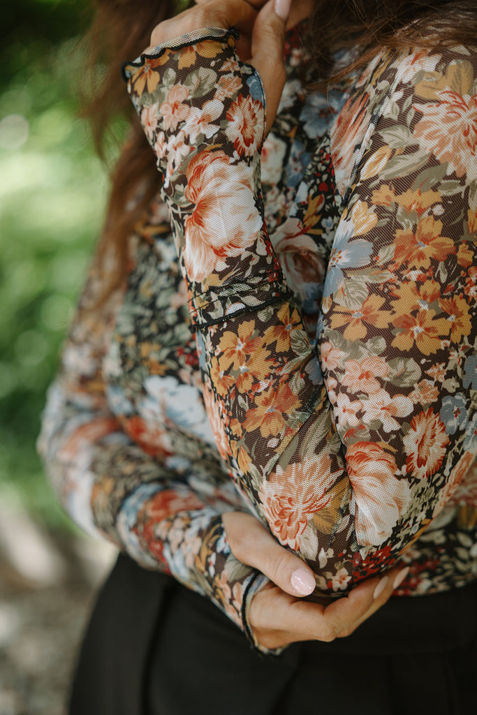 Fall Floral Sheer Shirt