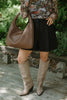 Woven Crescent Bag - Brown