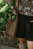 Woven Crescent Bag - Brown