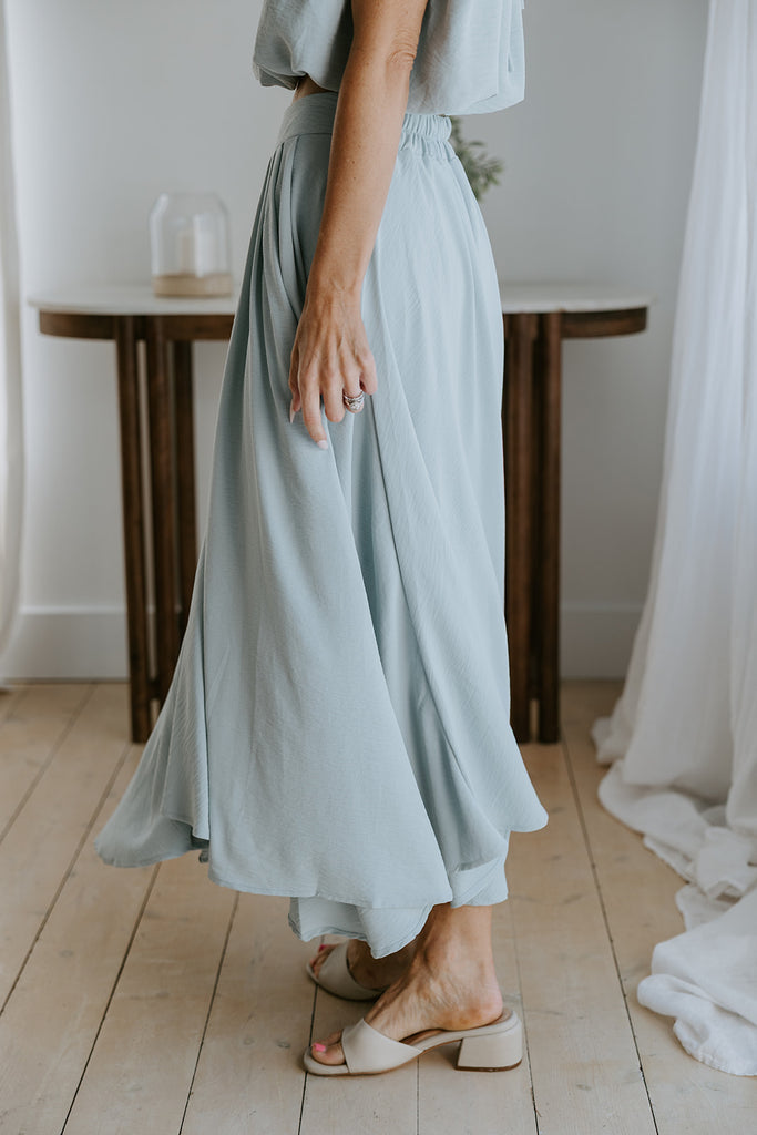 Bubble Top & Midi Skirt Set - Blue