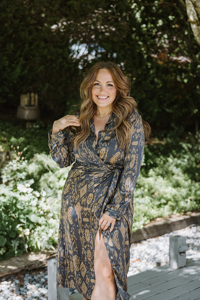Long Sleeve Wrap Dress - Midnight