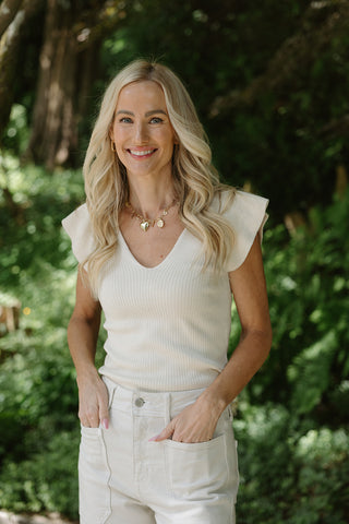 Button Up Knit Tank - Oat