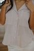 Striped Short Sleeve W/ Pocket - Taupe