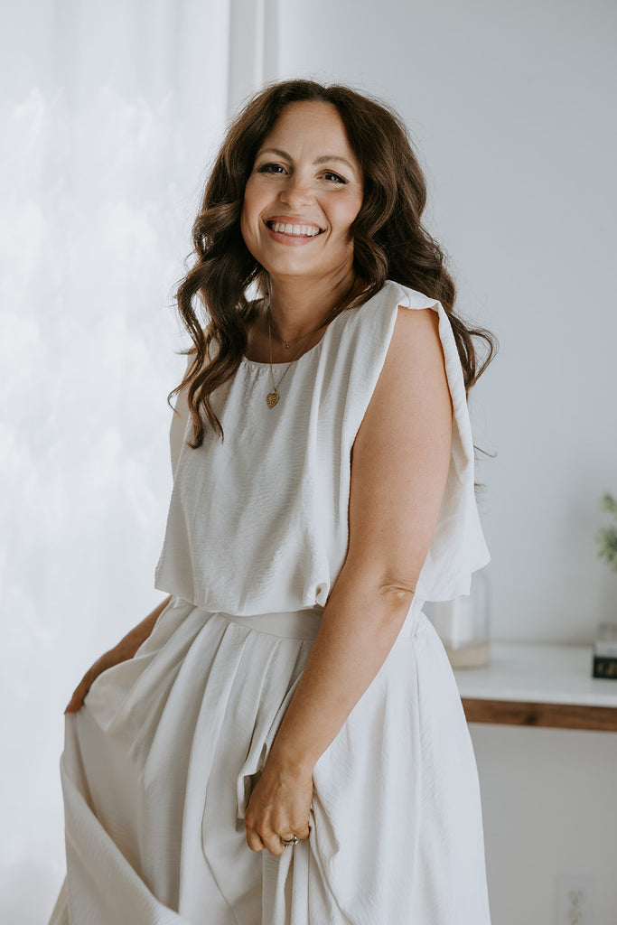 Bubble Top & Midi Skirt Set - Cream