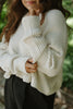 Ribbed Knit Cropped Sweater - Cream