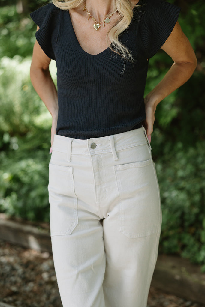 VNeck Knit Sweater - Navy